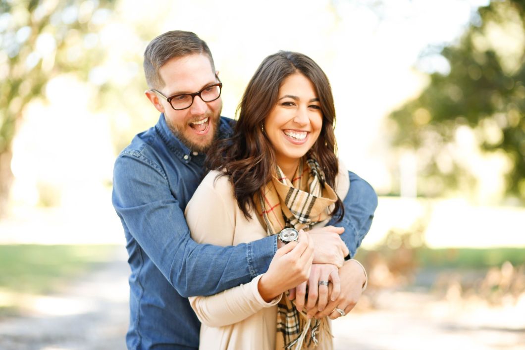 Man and woman hugging